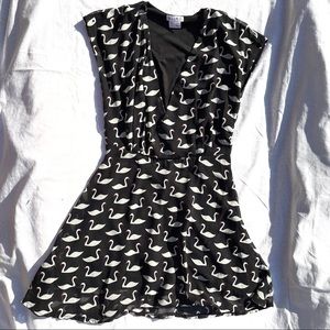 Black and White Swan Print Dress
